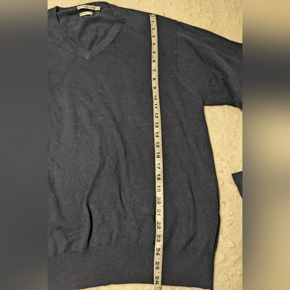 Peter Millar Navy Blue Cashmere Cotton Blend V-Neck Lightweight Sweater XXL